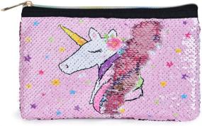 img 3 attached to Glittering WERNNSAI Unicorn Makeup Bag – Perfect Glamorous Organizer