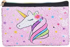 img 4 attached to Glittering WERNNSAI Unicorn Makeup Bag – Perfect Glamorous Organizer