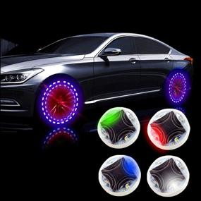 img 2 attached to 🚗 AOTOINK Solar LED Car Wheel Tire Lights with Motion Sensors - 4Pcs Nozzle Air Valve Cap Lights in Flashing RGB Colors for Decorative Neon LED Warning, Suitable for Cars, Motorcycles, and Bicycles