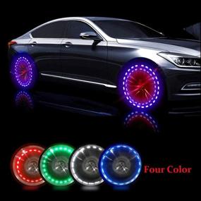 img 1 attached to 🚗 AOTOINK Solar LED Car Wheel Tire Lights with Motion Sensors - 4Pcs Nozzle Air Valve Cap Lights in Flashing RGB Colors for Decorative Neon LED Warning, Suitable for Cars, Motorcycles, and Bicycles