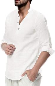 img 4 attached to Makkrom Henley Sleeve Cotton Summer Men's Clothing for Shirts