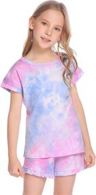 img 3 attached to 🌈 Stylish Summer Tie Dye Shorts Set: Comfy Cotton Short Sleeve Pullover Top + Elastic Waist 2Pcs Outfit