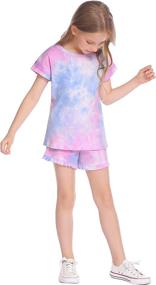 img 2 attached to 🌈 Stylish Summer Tie Dye Shorts Set: Comfy Cotton Short Sleeve Pullover Top + Elastic Waist 2Pcs Outfit