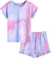 🌈 stylish summer tie dye shorts set: comfy cotton short sleeve pullover top + elastic waist 2pcs outfit logo