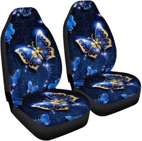 img 4 attached to 🦋 Universal Fit Saddle Blanket Car Seat Covers Protector Set of 2 - Advocator Blue Butterfly Front Seats Only