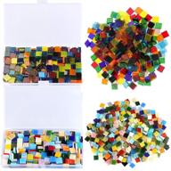 aunifun 800pcs mixed color mosaic tiles: versatile stained glass pieces for diy crafts home decoration - square shape, 1 by 1 cm, organizer box included! logo