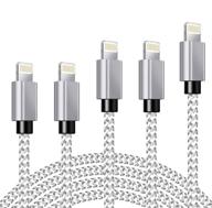 5pack mfi certified iphone charger: lightning cable set - fast charging & 🔌 data sync - various lengths - nylon braided - compatible with iphone 12/11/pro/xs max/x/8/7/plus/6s/6/se/5s logo