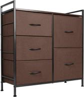 5-drawer odk dresser: fabric storage tower organizer for bedroom, hallway, and closet. steel frame with wood top - brown logo