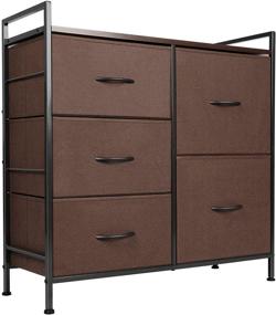 img 4 attached to 5-Drawer ODK Dresser: Fabric Storage Tower Organizer for Bedroom, Hallway, and Closet. Steel Frame with Wood Top - Brown