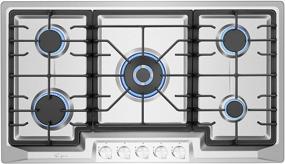 img 4 attached to 🔥 2020 Empava 36 Inch Gas Cooktop with 5 Italy Sabaf Sealed Burners - NG/LPG Convertible in Stainless Steel