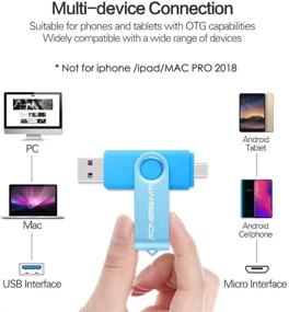 img 1 attached to 🔵 Флеш-накопитель OTG на 64 Гб - WANSENDA 2 в 1 с микро-портом и USB 3.0 - фото накопитель для Android/ПК/Mac - синий