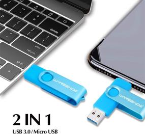 img 3 attached to 🔵 Флеш-накопитель OTG на 64 Гб - WANSENDA 2 в 1 с микро-портом и USB 3.0 - фото накопитель для Android/ПК/Mac - синий