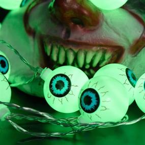 img 2 attached to 👀 Halloween Eyeball String Lights: 40 LED 20FT Scary Decoration - Waterproof, Battery Operated 8 Modes for Party, Indoor/Outdoor Decorations