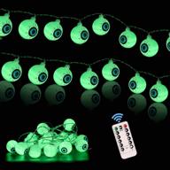 👀 halloween eyeball string lights: 40 led 20ft scary decoration - waterproof, battery operated 8 modes for party, indoor/outdoor decorations логотип