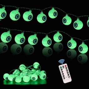 img 4 attached to 👀 Halloween Eyeball String Lights: 40 LED 20FT Scary Decoration - Waterproof, Battery Operated 8 Modes for Party, Indoor/Outdoor Decorations