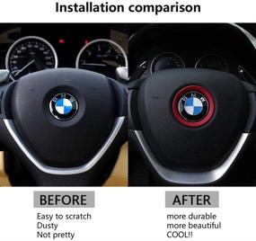 img 1 attached to Улучшите стиль своего BMW с наклейкой на руль LECART красного цвета - премиальная металлическая наклейка для декора интерьера и защиты от царапин.