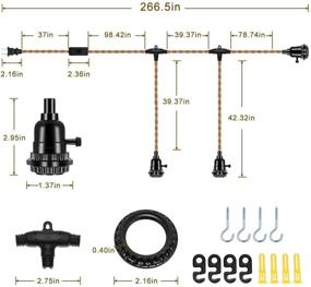 img 3 attached to 🏮 DORESshop Vintage Triple Light Sockets Pendant Hanging Light Cord Kit with On/Off Switch - 22FT Plug-in Light Fixture E26 Lamp Extension Hanging Lantern Cable for Retro DIY Decoration