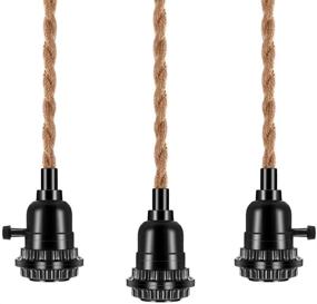 img 1 attached to 🏮 DORESshop Vintage Triple Light Sockets Pendant Hanging Light Cord Kit with On/Off Switch - 22FT Plug-in Light Fixture E26 Lamp Extension Hanging Lantern Cable for Retro DIY Decoration