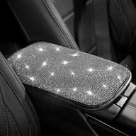 qimei car armrest cover center console cushion lid handrail box pad soft pu leather bling crown decoration cushion (b - luxury style) logo