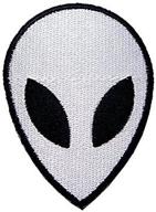 👽 cute white alien embroidered iron on patch for kids' bags, children's jeans, and jackets logo