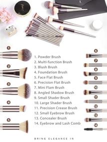 img 3 attached to 💄 Syntus Makeup Brush Set - Conical Handle Brushes with Case Bag, Premium Synthetic for Foundation, Powder, Kabuki, Blush, Concealer, Eye Shadow - Champagne Gold