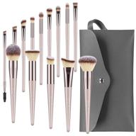 💄 syntus makeup brush set - conical handle brushes with case bag, premium synthetic for foundation, powder, kabuki, blush, concealer, eye shadow - champagne gold logo