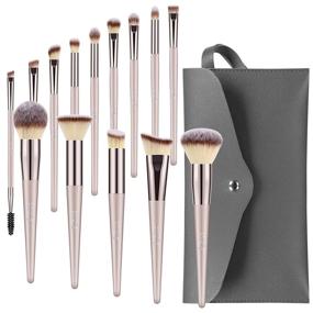 img 4 attached to 💄 Syntus Makeup Brush Set - Conical Handle Brushes with Case Bag, Premium Synthetic for Foundation, Powder, Kabuki, Blush, Concealer, Eye Shadow - Champagne Gold