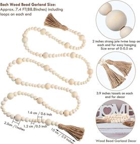 img 3 attached to 🌾 14.8 Feet Farmhouse Wooden Bead Garland with Tassels: 2-Piece Set | Natural Wood Color | Prayer Boho Beads Garland for Holiday Tiered Tray Decor, Wall Hanging, and More