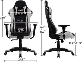 img 1 attached to Gank Ergonomic Gaming Chair - High Back Racing Office Computer Chair with Adjustable Massage Lumbar Support and Headrest, Swivel PU Leather (Grey)