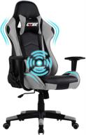 gank ergonomic gaming chair - high back racing office computer chair with adjustable massage lumbar support and headrest, swivel pu leather (grey) logo