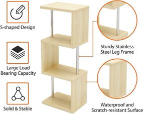 img 3 attached to 📚 Modern Free Standing 4-Tier Geometric Bookcase - Bestier S-Shaped Oak Bookshelf with Metal Frame, Stylish Storage Rack for Living Room, Bedroom, Office