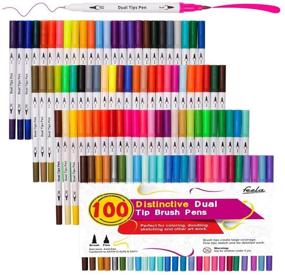 img 4 attached to 🖌️ Feela 100 Colors Dual Tip Brush Pens with Fineliners: Art Markers for Adult Coloring Books, Sketching, Calligraphy, Manga, Journaling, and More