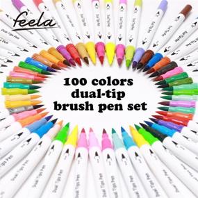 img 3 attached to 🖌️ Feela 100 Colors Dual Tip Brush Pens with Fineliners: Art Markers for Adult Coloring Books, Sketching, Calligraphy, Manga, Journaling, and More