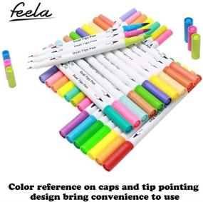 img 2 attached to 🖌️ Feela 100 Colors Dual Tip Brush Pens with Fineliners: Art Markers for Adult Coloring Books, Sketching, Calligraphy, Manga, Journaling, and More