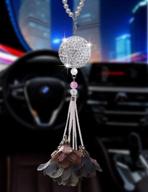 bling car accessories for women and men - cute car décor, lucky crystal sun catcher ornament with rear view mirror crystal ball charm decor (crystal ball - flower-c) logo