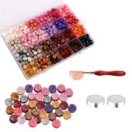 🔐 600-piece octagon sealing wax beads set - 24 mix pink-purple colors, plastic box, wooden handle spoon, tea candles included logo