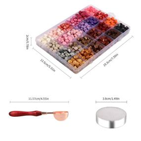 img 3 attached to 🔐 600-Piece Octagon Sealing Wax Beads Set - 24 Mix Pink-Purple Colors, Plastic Box, Wooden Handle Spoon, Tea Candles Included