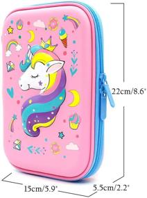 img 3 attached to 🦄 SOOCUTE Crown Unicorn Gifts for Girls - Large Hardtop Pencil Case with Compartment - School Supply Organizer Stationery Box Zipper Pouch (Light Pink)