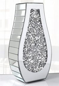 img 4 attached to 💎 Luxurious Crystal Silver Mirror Vase with Crushed Diamond Decoration – Large Size Home Decor. Non-Water Holding: Arc-Shaped & Thickened Design