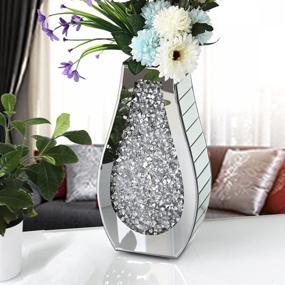 img 2 attached to 💎 Luxurious Crystal Silver Mirror Vase with Crushed Diamond Decoration – Large Size Home Decor. Non-Water Holding: Arc-Shaped & Thickened Design