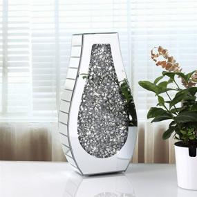 img 3 attached to 💎 Luxurious Crystal Silver Mirror Vase with Crushed Diamond Decoration – Large Size Home Decor. Non-Water Holding: Arc-Shaped & Thickened Design