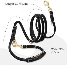 img 1 attached to 🐾 GATMAHE Leather Dog Lead for Large Dogs: Hands-Free, Comfort Grip Handle, Shock-Absorbing Leash - Strong Braided Training Leash