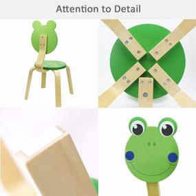img 2 attached to 🐸 Solid Hard Wood Animal Chair for Kids - 10 Inch iPlay, iLearn - Stackable Wooden Finish - Perfect for Preschool, Bedroom, Playroom, Nursery - Frog Furniture Stool for Toddlers, Children, Boys, Girls