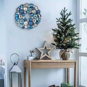 img 3 attached to 🎄 Sparkling Blue & Silver Christmas Ball Wreath: Festive 13" Xmas Garland Decoration for Doors, Walls & Mantels – Shatterproof Ornaments Perfect for Holiday Parties