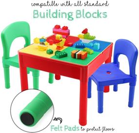 img 3 attached to 🎨 3-in-1 Kids Activity Table and Chair Set - Water Table, Building Block Table, Arts & Crafts Table with Storage Space - Includes 2 Chairs