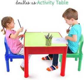 img 2 attached to 🎨 3-in-1 Kids Activity Table and Chair Set - Water Table, Building Block Table, Arts & Crafts Table with Storage Space - Includes 2 Chairs