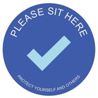 🔺 sticky brand sit here sign sticker: promote social distancing and enhance office occupational health & safety logo