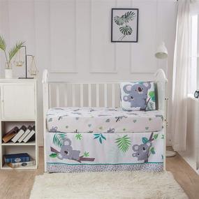 img 3 attached to 🐨 La Premura Baby Koala 3 Piece Crib Bedding Set: Standard Size, Grey and Green, Unisex Nursery Decor