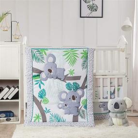 img 4 attached to 🐨 La Premura Baby Koala 3 Piece Crib Bedding Set: Standard Size, Grey and Green, Unisex Nursery Decor