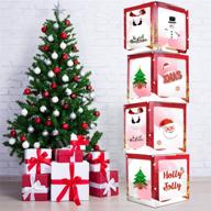 🎄 lingteer merry christmas party decorations - set of 4 christmas balloon boxes with xmas decals, ideal for festive holiday party décor & gift signs. логотип